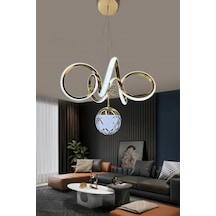 Kıvrım Cam Tek Top Modern Oturma Ledli Avize - - Kumandasız / Gold Gold