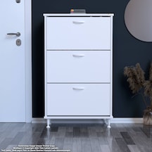 Modilayn Varbi Antre Hol 52 X 119 X 25,5 Cm Lik 2 Düşer Kapak 4 Göz Bölmeli Ayakkabılık Beyaz