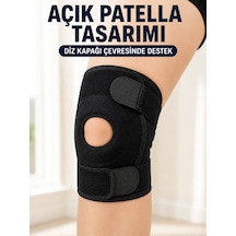 Patella Destekli Kısa Dizlik Ayarlanabilir Bantlı Diz Koruyucu Destek Siyah