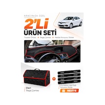 E-biz Renault Fluence Büyük Ekranlı 2009-2016 Uyumlu Torpido + Deri Çanta - Siyah-kırmızı - Re023