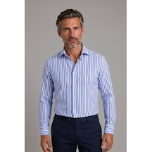 Bisse Mavi Regular Fit Cepsiz Uzun İtalyan Yaka Gömlek Gmczg261073 D35