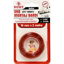 Bumy Vhb Çift Taraflı Montaj Bandı Şeffaf 18mm X 2mt