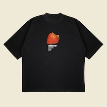 Tarzsokak Strawberry S. Boxy Fit Oversize Unisex Tshirt Baskılı Tişört Siyah