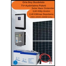 N&D Lighting Orta Boy Buzdolabı+tv+aydınlatma Maxi Mono Solar Paket 3.60kwp