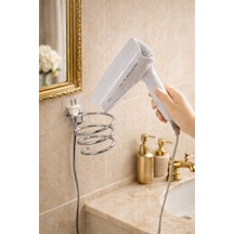 Alper Banyo Krom Güçlü Yapışkanlı Fön Makinesi Askısı