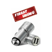 Çift Usb Araç Çakmaklık Telefon Şarj Başlığı Metal Aux Hızlı