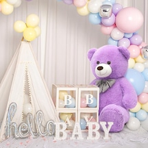 Yeni Yıla Özel : Elinde Baskılı Kalbi Ve Noel Şapkalı 90 Cm Papyonlu Peluş Ayıcık - Yeni Yıl Temalı 001