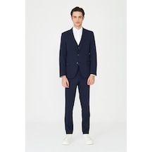 Lacivert Klasik Yaka Modern Slim Fit Yelekli Takım Elbise Laci Lacivert Klasik Yaka Modern Slim Fit Yelekli Takım Elbise Laci