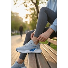 Enoch Kadın Spor Ayakkabı Nefes Alabilen File Saya Ve Anatomik Comfort Tabanlı Ortopedik Koşu Ve Yürüyüş Sneaker Gri - Mavi