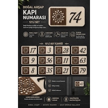 12 Li Ahşap Kapı Numarası Seti 3 Mm Mdf Lazer Kesim - Ceviz