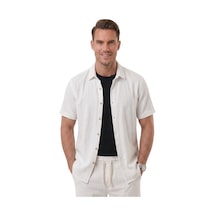 Deep Sea Deepsea Beyaz Slim Fit Çizgi Dokulu Keten Görünümlü Kısa Kol Erkek Spor Gömlek 2602648 Deep Sea Deepsea Beyaz Slim Fit Çizgi Dokulu Keten Görünümlü Kısa Kol Erkek Spor Gömlek 2602648