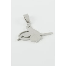 Tuğra - 921 - Çelik Kolye Ucu 2,8 Cm - Nazblsmm - Gümüş Rengi