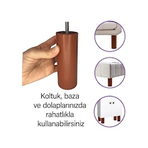 Silindir Destek Ayağı 14 Cm Kahverengi Gizli Ayak Mobilya Kanepe Baza Koltuk Dolap Sehpa Tv Ünitesi Ayağı