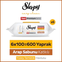 Sleepy Easy Clean Premium Arap Sabunu Katkılı Yüzey Temizlik Havlusu Mendili 6x100 (600 Yaprak)