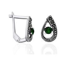 Gümüş Küpe Kök Zümrüt Taşlı Markazit Küpe Klipsli Model St092 Gümüş Küpe Kök Zümrüt Taşlı Markazit Küpe Klipsli Model St092