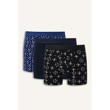 Defacto Regular Fit Geometrik Desenli 3lü Boxer I3046ax26aunv135 Lacivert-nv135