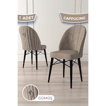 Canisa Ritim Serisi 1 Adet Cappucino Sandalye 1.sınıf Babyface Ithal Kumaş Siyah Gürgen Ayak Gümüş Halkalı Sandalye Cappucıno Ayakları Siyah