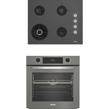 Altus ALA 189 DG Woklu - 322 G Turbo 2'li Gri Cam Ankastre Set