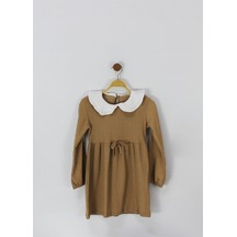 Trendimizbir Bebe Yaka Uzun Kollu Elbise-610-kahverengi