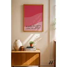 Pembe İspanyolca Söz Posteri, Ahşap Çerçeveli Duvar Tablosu - Modern Ev Dekorasyonu