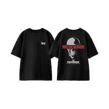 Thewert The Punısher Tasarım Sırt Baskılı Pamuk Siyah Oversize T-shirt