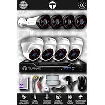 Turkno 8 Kameralı Galia 4 İç Kamera Set HDD'siz Full HD Gece Görüşlü Güvenlik Kamerası Sistemi