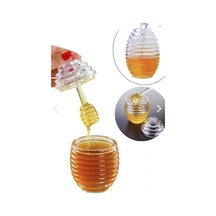 Kaşıklı Akrilik Bal Kavanozu Kavanoz