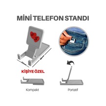 Kişiye Özel Kalp Desenli Mini Telefon Standı - Cep Telefon Tutucu