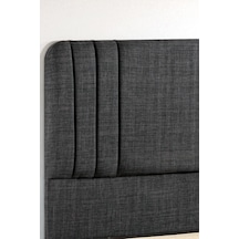 Niron Scarface 150x200 Cm Çift Kişilik Baza Başlık Seti - Antrasit Keten Modern Takım 150 x 200