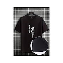Medinenur Gülve Yazı Detaylı Basic T-shirt Siyah