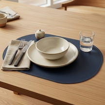 2 Adet Çift Yüz Kenar Dikişli Deri Tam Oval Amerikan Servis Supla 33x44 cm-Kolay Silinebilir Supla