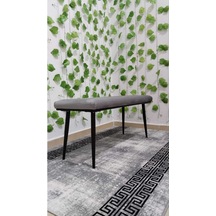 Özcan Metal Siyah Metal Ayaklı Metal Kasalı Bench Mutfak Salon Antre Yatak Odası Balkon Puf Bank Gri