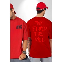 Pink Floyd The Wall Kırmızı Oversize Unisex Ön Ve Sırt Baskılı Tişört Kırmızı