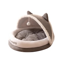 Suntek Yarı Kapalı Evcil Hayvan Kedi Yuvası Kulübesi Gri-m