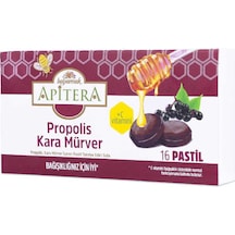 Apitera Doğal Bal, Kara Mürver, Zerdeçal, C Vitamini Ve Propolis İçeren Takviye Edici 16 Lı Boğaz Pastili