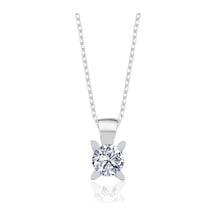 Vog 0.75 Karat Effective Diamond Markiz Esinti Tektaş 925 Ayar Gümüş Kolye