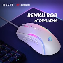 Gamenote Ms1033 Rgb Uyumlu Beyaz Gaming Makrolu Oyuncu Mouse 8000 Dpı