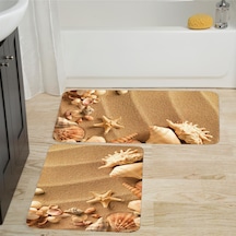 Rovigo Home Baskılı Kaymaz Taban 2 Li Banyo Paspas Takım Rvg5014-100X60-60X50 Çok Renkli