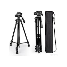 Siyah Büyük Profesyonel Kamera Ayarlanabilir Tripod Telefon Tutucu Tripot 140 Cm, Siyah 140 Cm