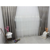 Nivemeshome 2533-2 İris Gümüş 1/3 Pileli Tül Perde Apm Gümüş