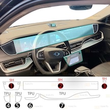 Togg T10f Uyumlu Gösterge Yolcu Bilgi Ekranı, İç Merkezi Kontrol Ekranı, Kamera Koruyucu 7li Set