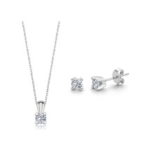 Mia Vento Mia Zirconia 0.60 Karat V Model Gümüş Tektaş Kolye Küpe İkili Set