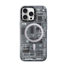İphone 16 Pro Uyumlu Kılıf Magsafe Şarj Özellikli Youngkit Technology Serisi Kapak Gri