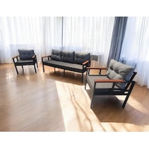 Pimango Pielize Bahçe Ve Balkon Mobilyası Antrasit Gri 3+1+1 Anrasit - Gri