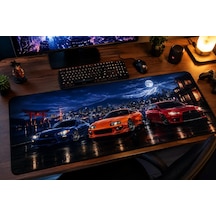 Kuzey's Store Büyük Boy 90x40 Xxl Mouse Pad Kauçuk Kaymaz Alt Taban Yumuşak Kumaş Oyuncu Mousepad Bilgisayar Ve Dizüstü Notebook Uyumlu Tokyo Araba