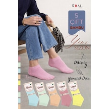 Kral Socks Kadın Bambu Patik 5 Adet Dikişsiz Görünmez Parfümlü Çorap Asorti