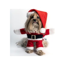 Noel Baba Kostüm Orta Irk Köpeklere Uygun Polar Göğüs 61-66 CM Sırt 56 CM