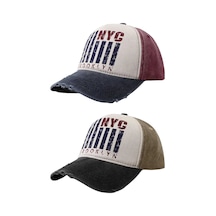 Tezzgelsin Unisex Eskitme Nyc Brooklyn Nakışlı Ayarlanabilir Beyzbol Kep Şapka 2'li Set Lacivert - Kahverengi