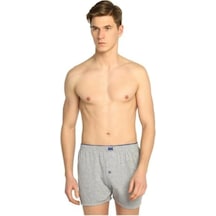 Tutku Erkek Düğmeli Penye Erkek Boxer 2'li Paket Gri