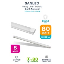 80wat 120 Cm Kristal Yatay Led Bant Armatür-trafolu Beyaz Işık 8-adet